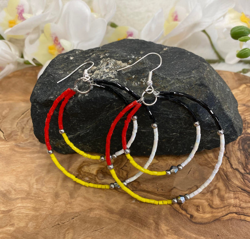 Double Hoop Beaded Earrings