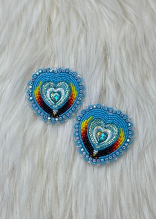 Heart with Eagle Beaded Earrings