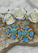 Large Cross Shield Beaded Earrings