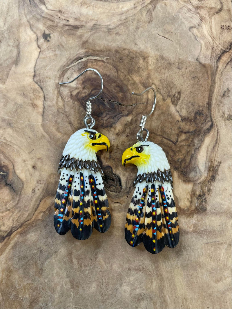 Painted Eagle Bone Earrings