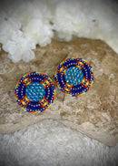 Large Cross Shield Beaded Earrings