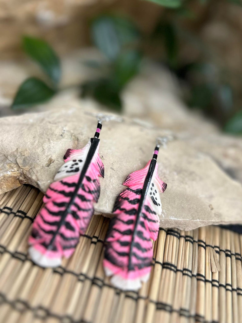 Large Fully Stripe Bone Earrings