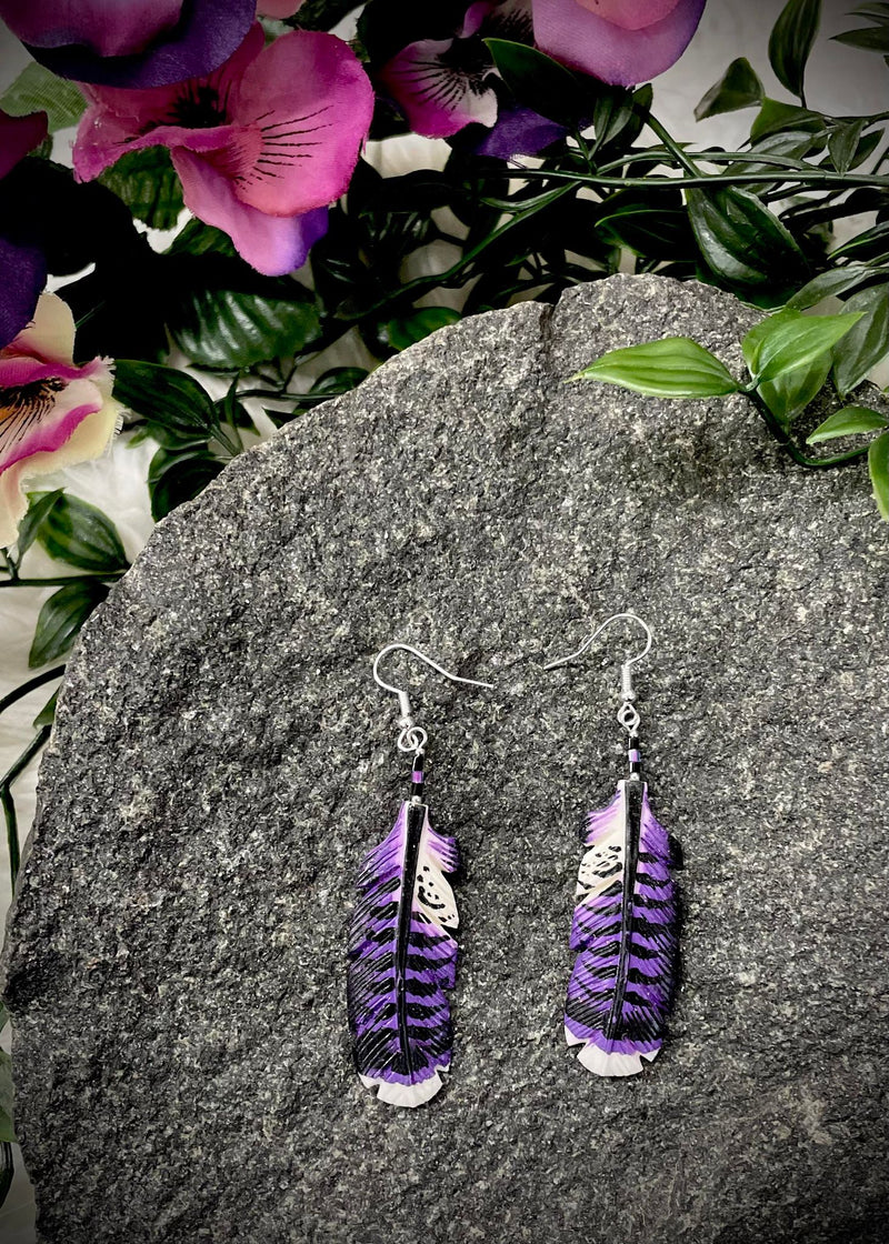 Large Fully Stripe Bone Earrings