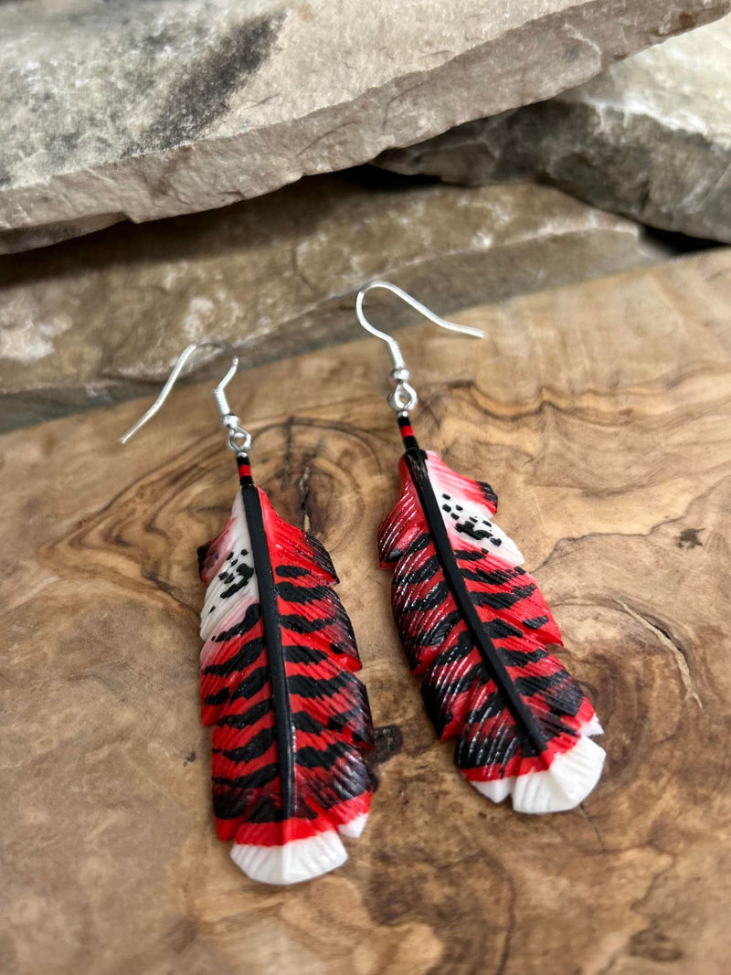 Large Fully Stripe Bone Earrings