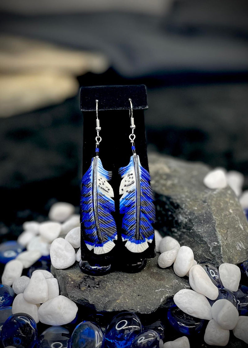 Large Fully Stripe Bone Earrings