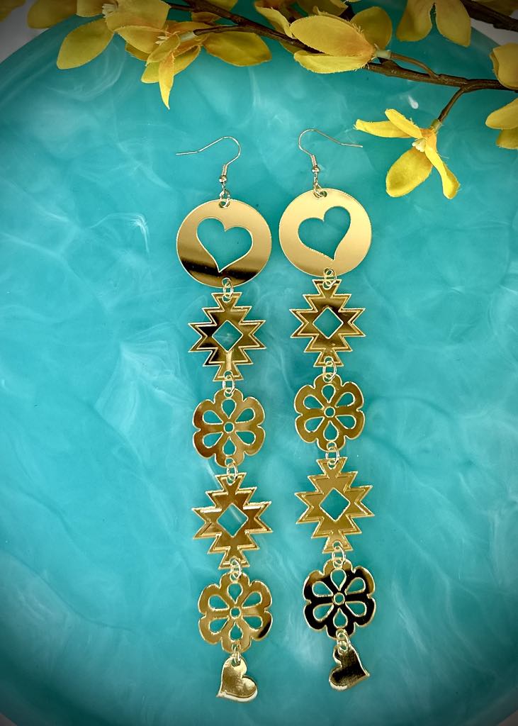 Diamond Heart Metallic Earrings