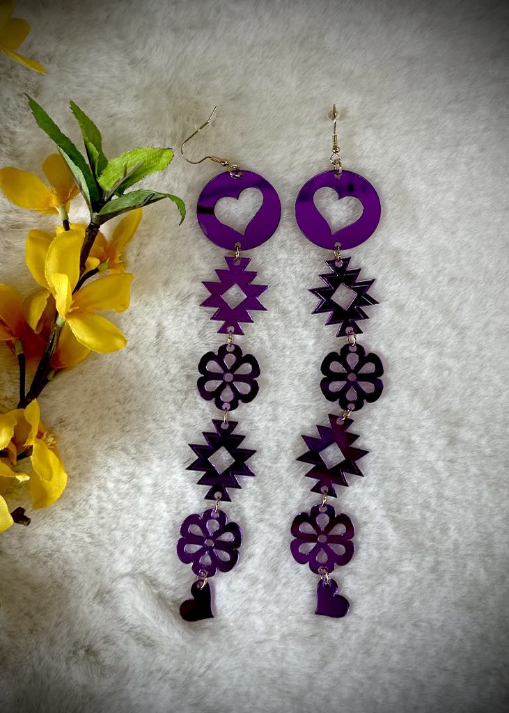 Diamond Heart Metallic Earrings