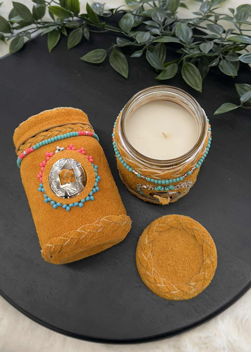 Leather Wrapped Candles