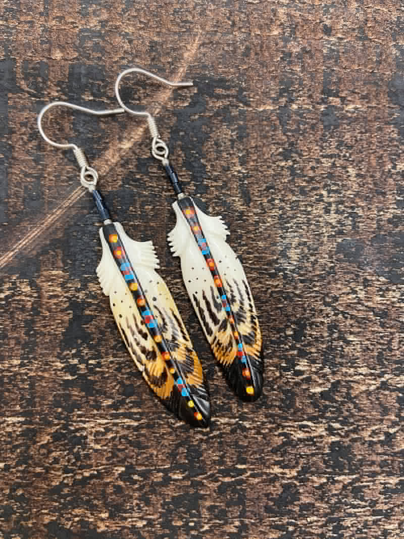 Stripe Painted Bone Earring