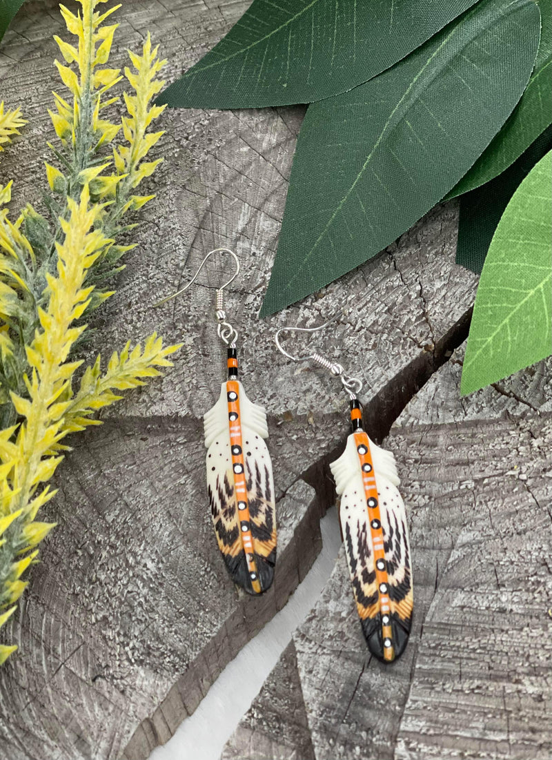 Stripe Painted Bone Earring