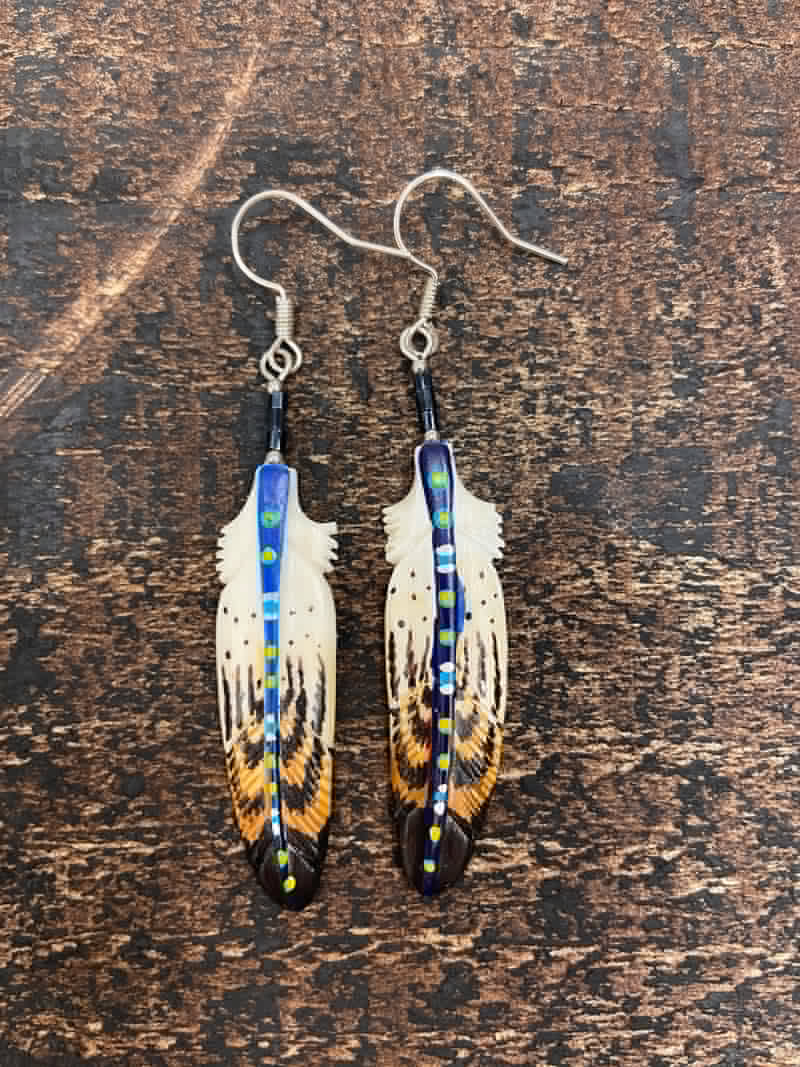 Stripe Painted Bone Earring