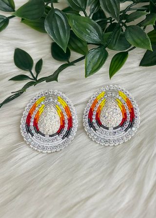 Teardrop/Fire Color With Post Beaded Earrings