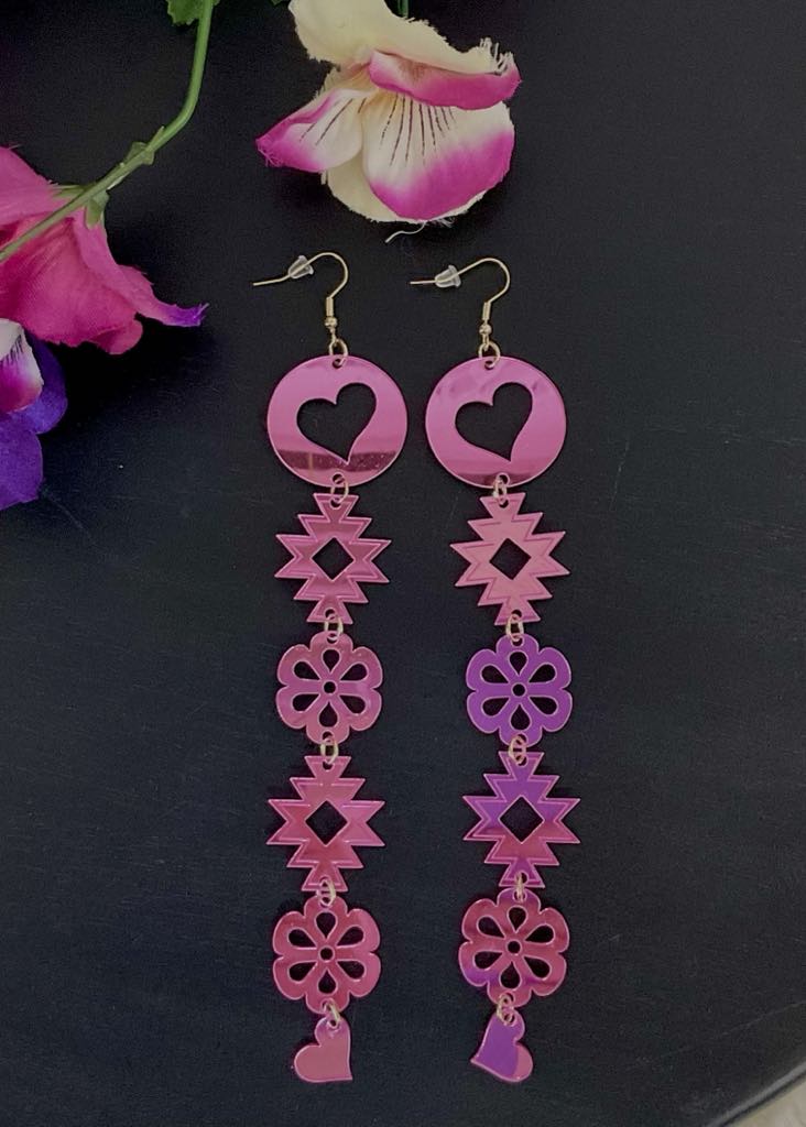 Diamond Heart Metallic Earrings