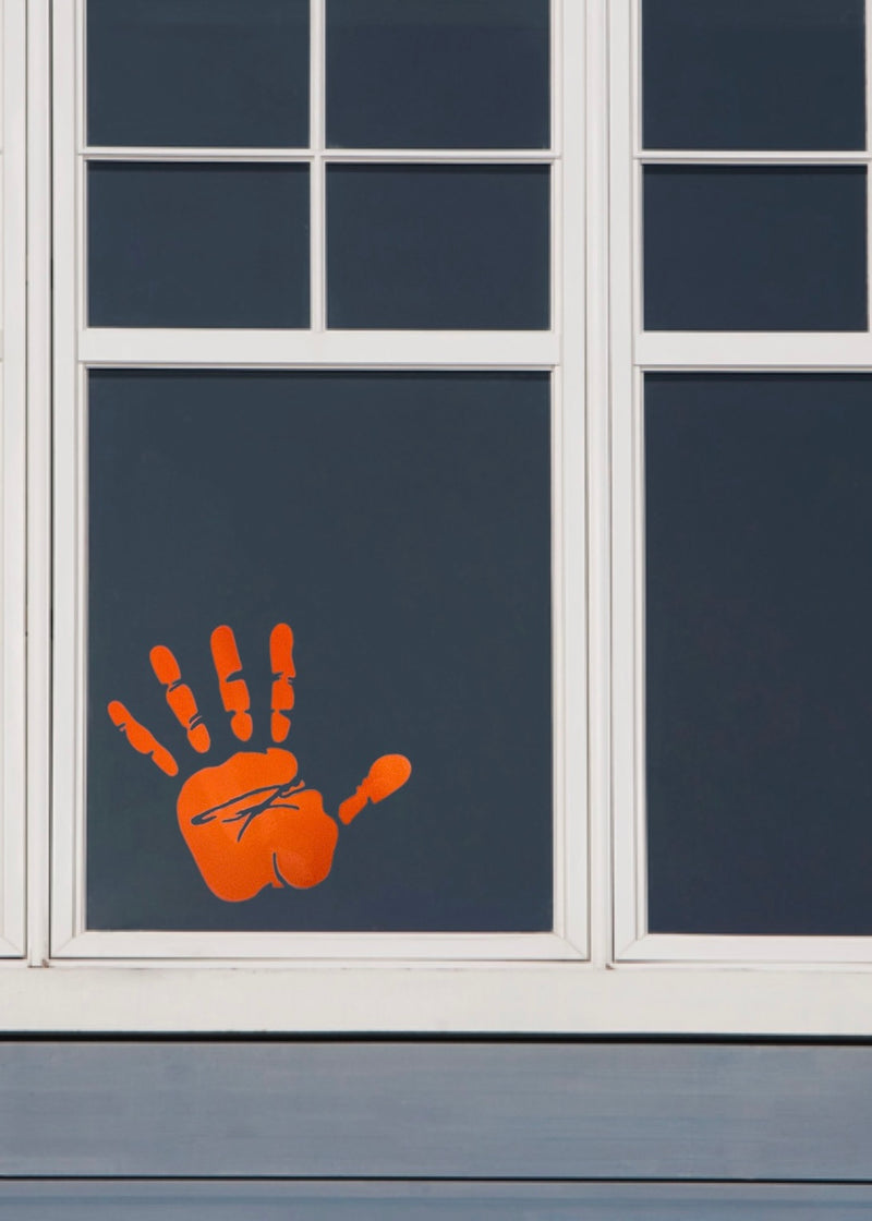 Large Orange Hand Print Window Decal