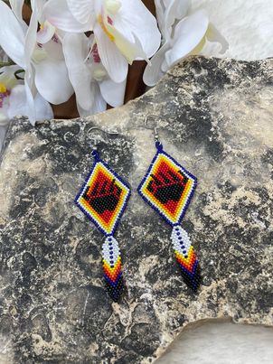 Bear Paw Feather Earrings