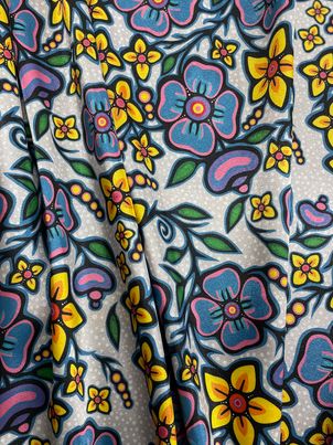 Satin Ojibway Floral Fabric I By Jackie Traverse