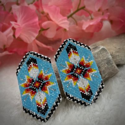 Double Feather Bendable Beaded Earrings