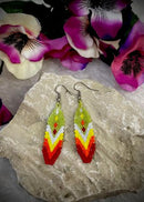 Four Directions Feather Beaded Earrings