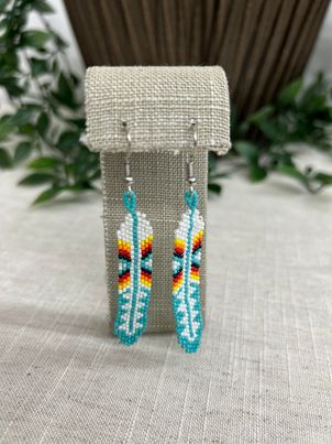 3” Beaded Feather Earrings