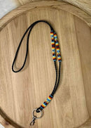 Leather Cord Partially Beaded Neck Lanyard