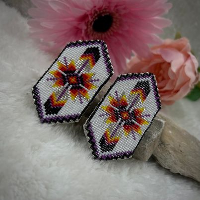 Double Feather Bendable Beaded Earrings