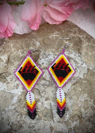 Bear Paw Feather Earrings