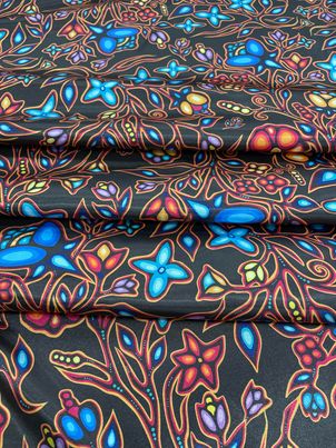 Satin Ojibway Floral Fabric II By Jackie Traverse