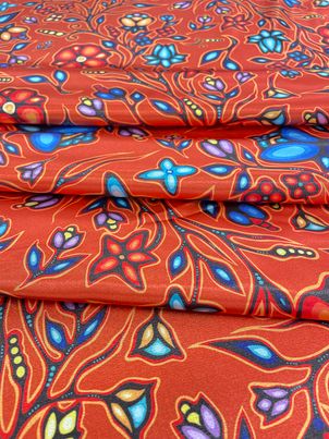 Satin Ojibway Floral Fabric II By Jackie Traverse