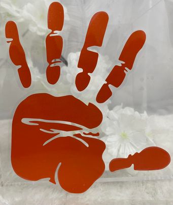 Small Orange Hand Print Decal