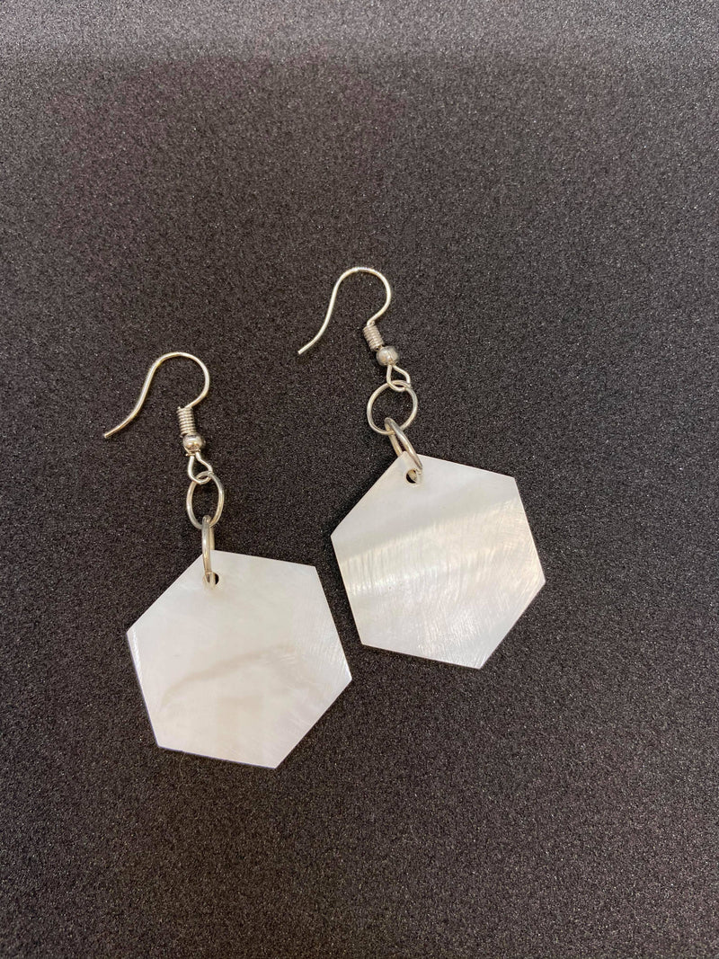 Hexagon Abalone Shell Earrings