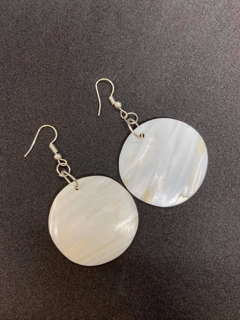 Circle Abalone Shell Earrings
