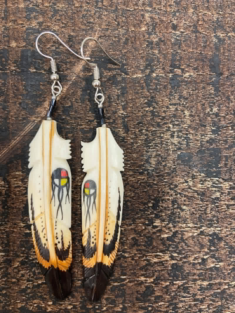Dreamcatcher Painted Bone Earrings