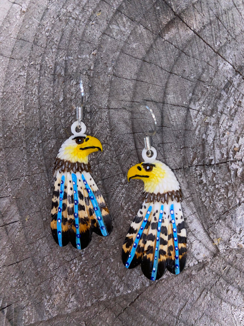 Painted Eagle Bone Earrings