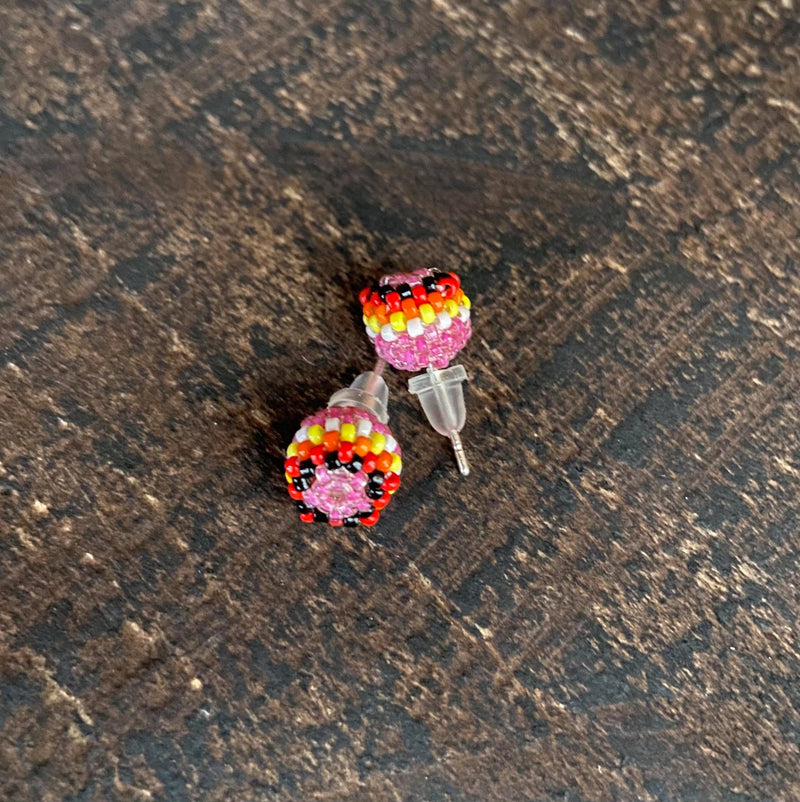 Round Beaded Stud Earrings