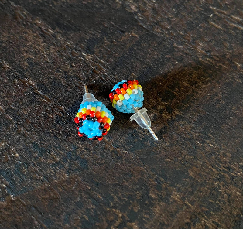 Round Beaded Stud Earrings