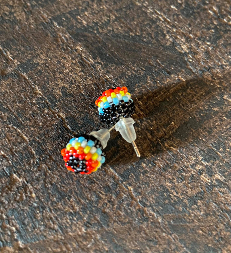 Round Beaded Stud Earrings