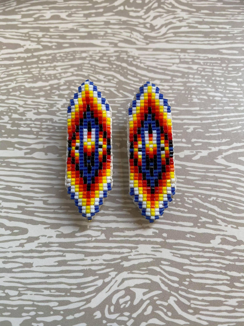 Sharp Rectangle Flat Beaded Earrings