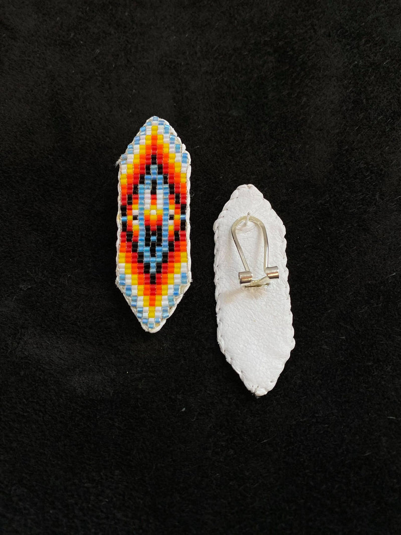 Sharp Rectangle Flat Beaded Earrings