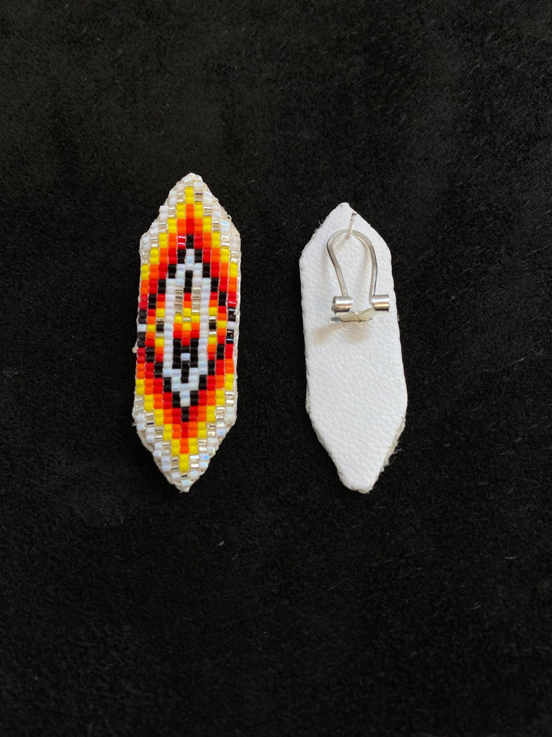 Sharp Rectangle Flat Beaded Earrings