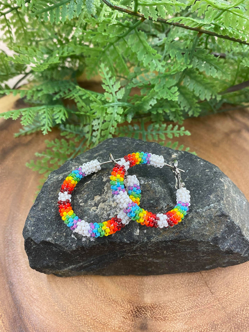 1/4” Beaded Hoop Earrings