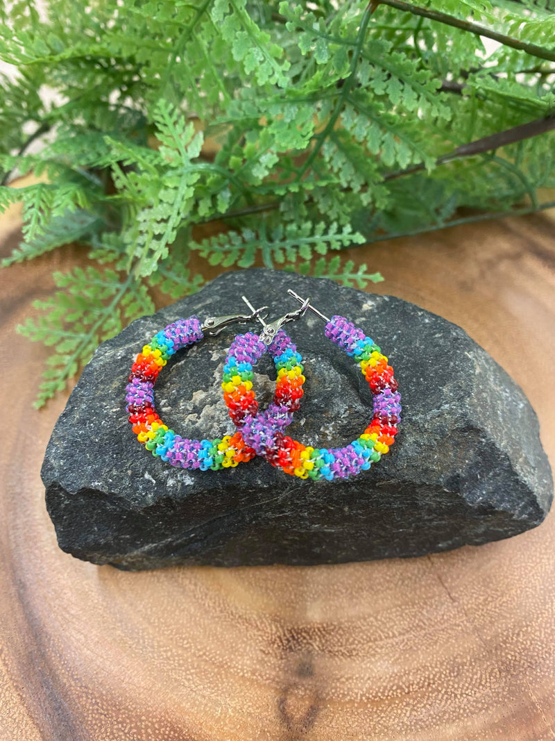 1/4” Beaded Hoop Earrings