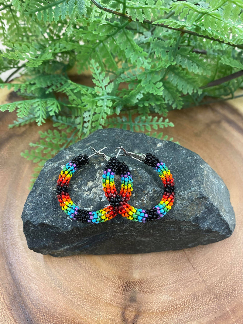 1/4” Beaded Hoop Earrings