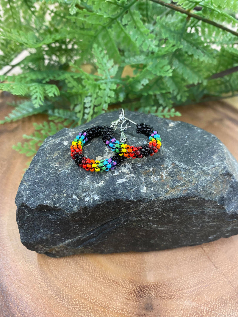 3/4” Beaded Hoop Earrings