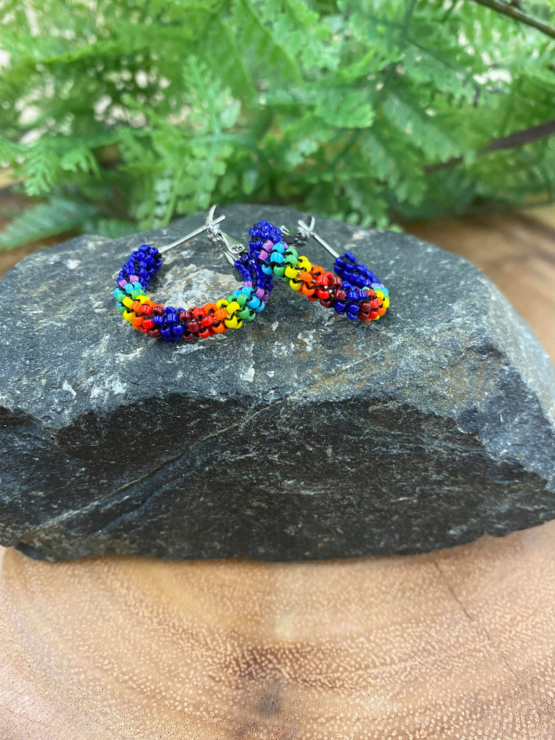 3/4” Beaded Hoop Earrings
