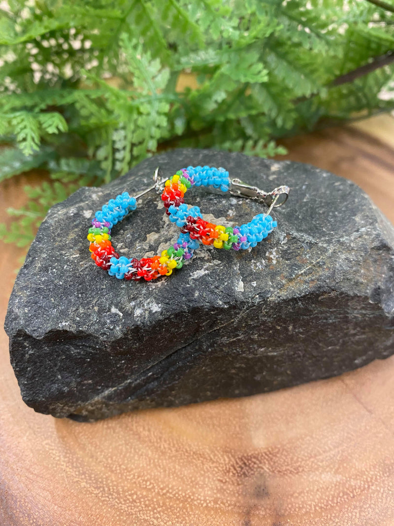 3/4” Beaded Hoop Earrings