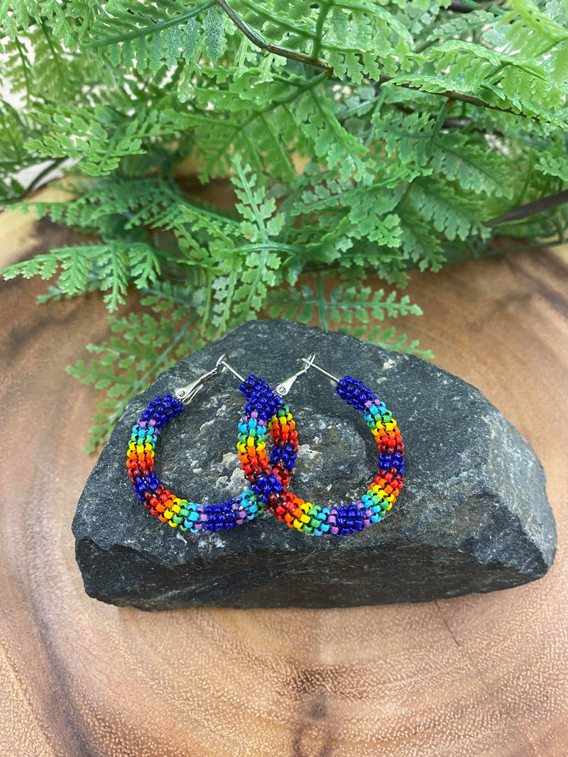 1/4” Beaded Hoop Earrings