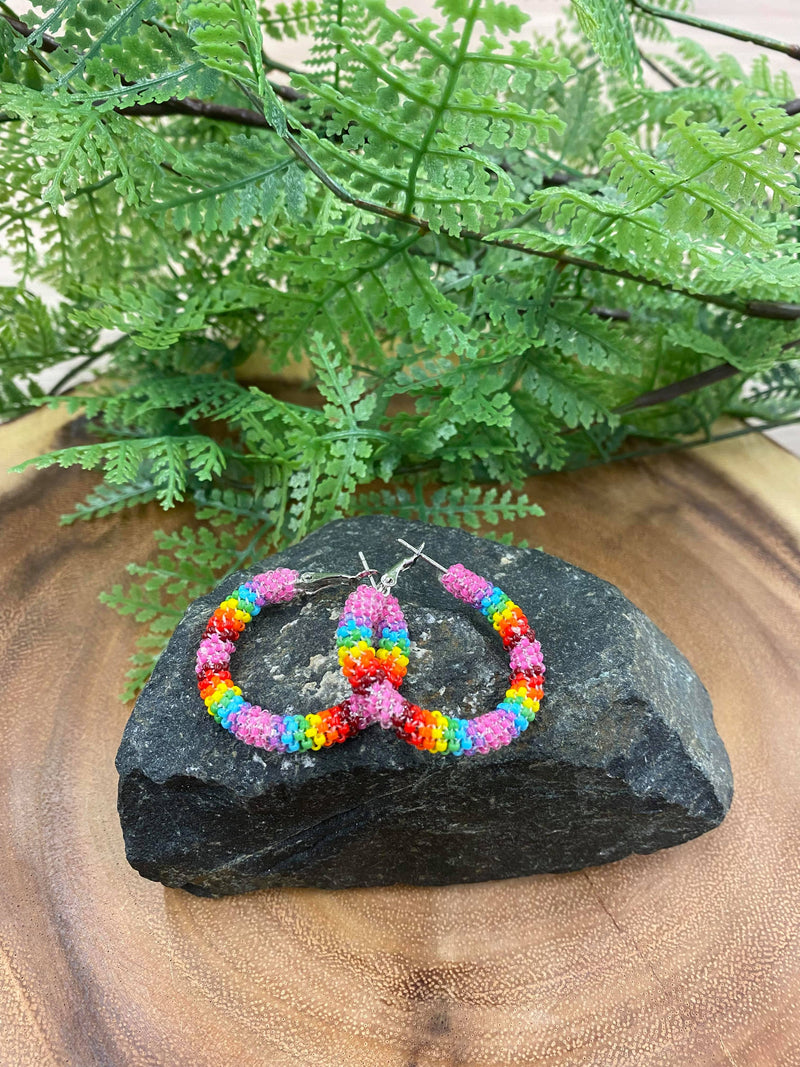1/4” Beaded Hoop Earrings