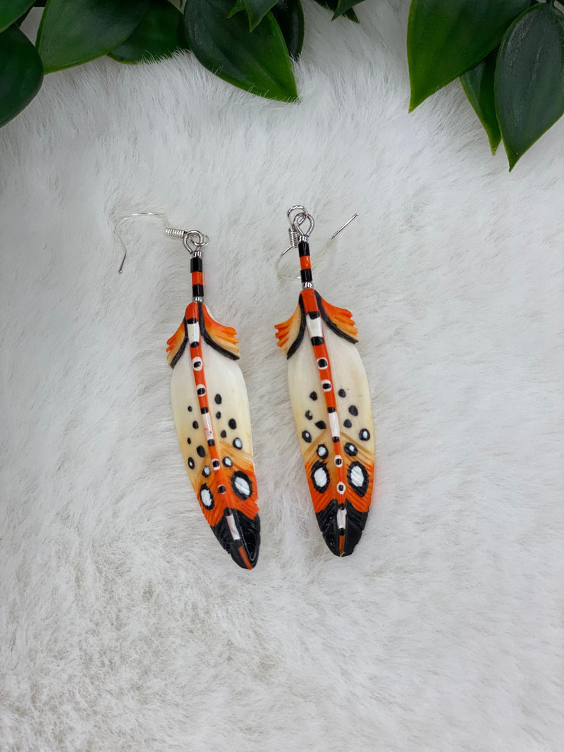 Orange Bone Earrings