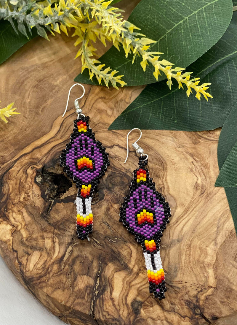 Wolf Paw Beaded Earrings