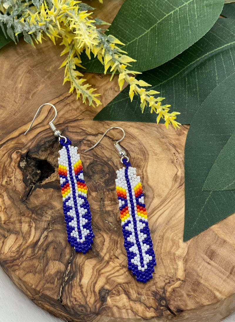 3” Beaded Feather Earrings